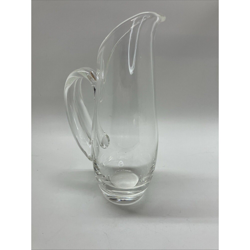 Vintage Steuben Art Glass Crystal Martini 10” Pitcher w/ Split Handle 8077